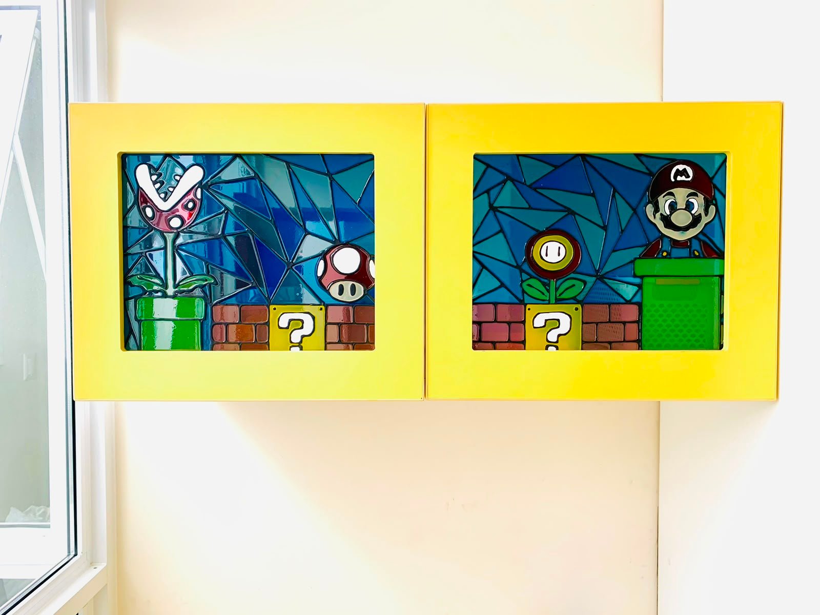 Vitral artístico de Mario Bros
